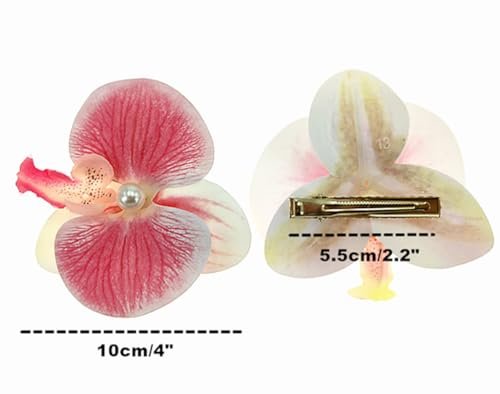 ALIMITOPIA Bohemian Fabric Orchid Flower Hair Clips - 6-Pack Multicolor Alligator Clips for Women - görsel 4