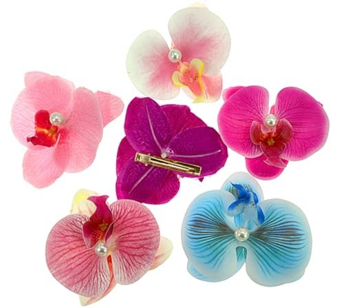 ALIMITOPIA Bohemian Fabric Orchid Flower Hair Clips - 6-Pack Multicolor Alligator Clips for Women - görsel 8