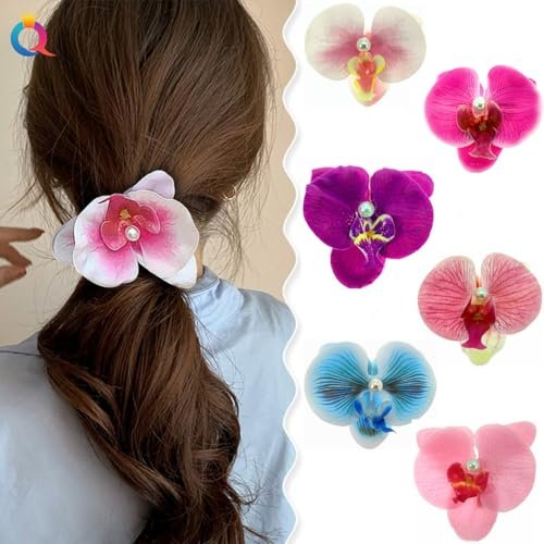ALIMITOPIA Bohemian Fabric Orchid Flower Hair Clips - 6-Pack Multicolor Alligator Clips for Women - görsel 12