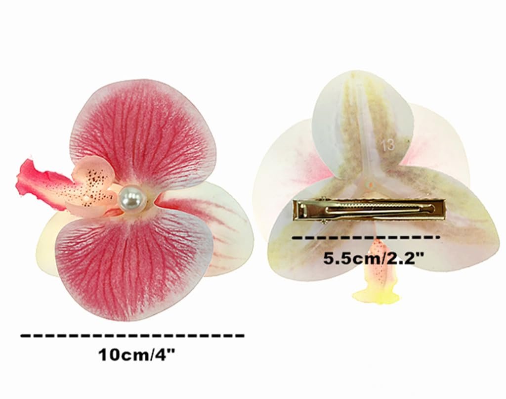 ALIMITOPIA Bohemian Fabric Orchid Flower Hair Clips - 6-Pack Multicolor Alligator Clips for Women - görsel 3