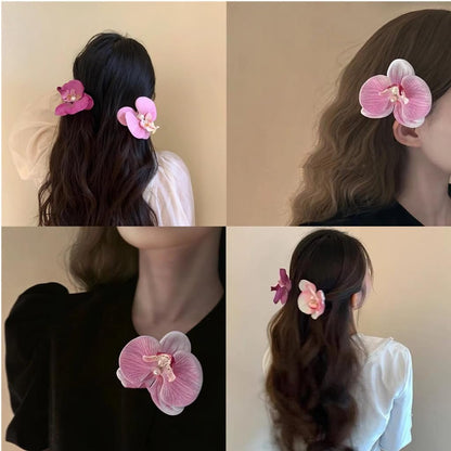 ALIMITOPIA Bohemian Fabric Orchid Flower Hair Clips - 6-Pack Multicolor Alligator Clips for Women