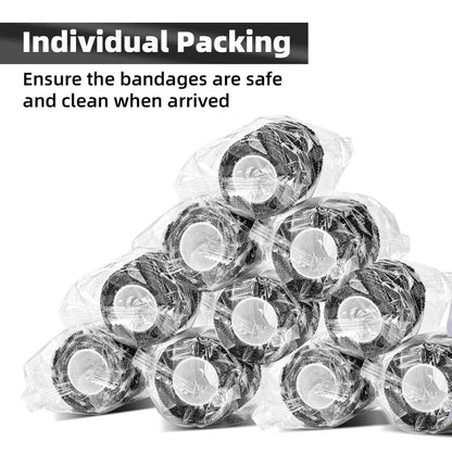 JimKing Tattoo Grip Cover - Self-Adhesive Elastic Bandage Wrap Roll for Tattoo Machines (4 Pack, Grey)