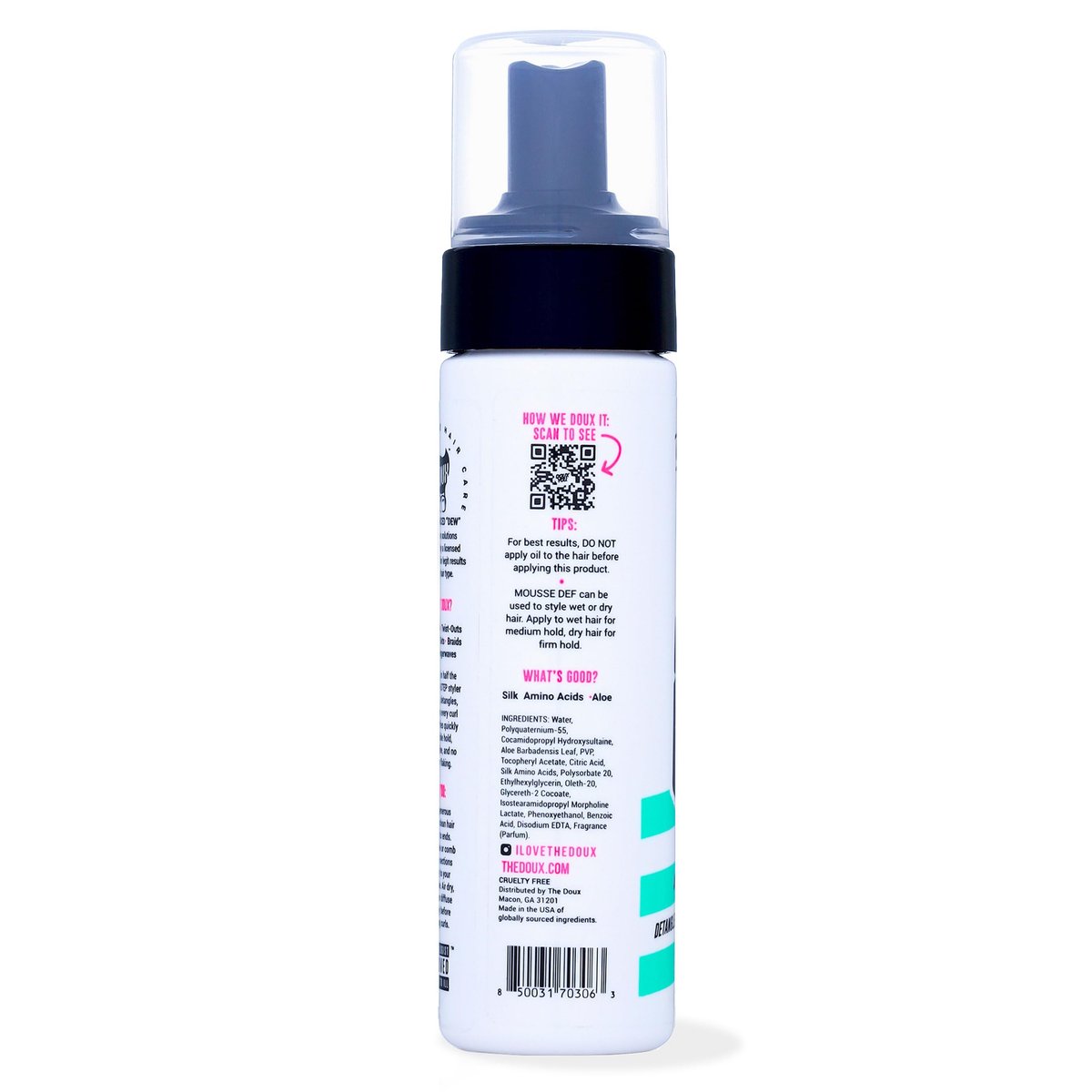 The Doux Multi-Use Mousse for Curly Hair – Mousse Def Texture Foam for Styling, Curl Definition, Volume & Shine – Curl Cream Alternative for Textured Hair & Natural Hair Styles Avelisse