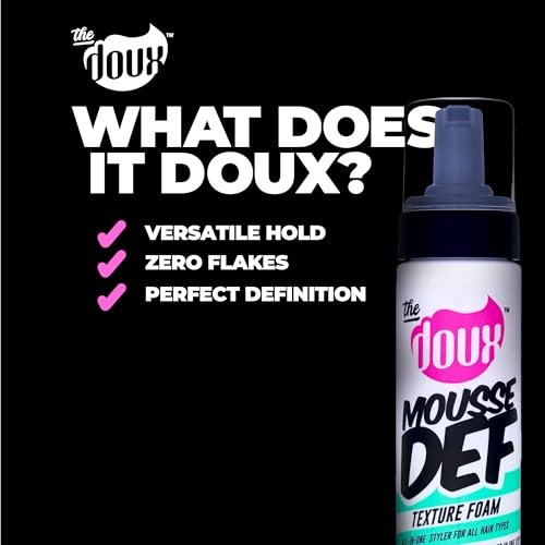 The Doux Multi-Use Mousse for Curly Hair – Mousse Def Texture Foam for Styling, Curl Definition, Volume & Shine – Curl Cream Alternative for Textured Hair & Natural Hair Styles Avelisse