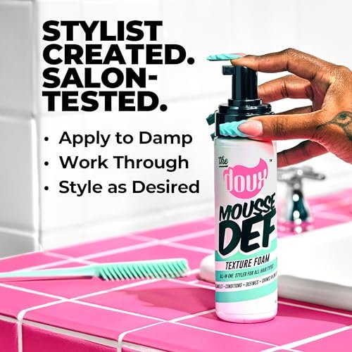 The Doux Multi-Use Mousse for Curly Hair – Mousse Def Texture Foam for Styling, Curl Definition, Volume & Shine – Curl Cream Alternative for Textured Hair & Natural Hair Styles Avelisse