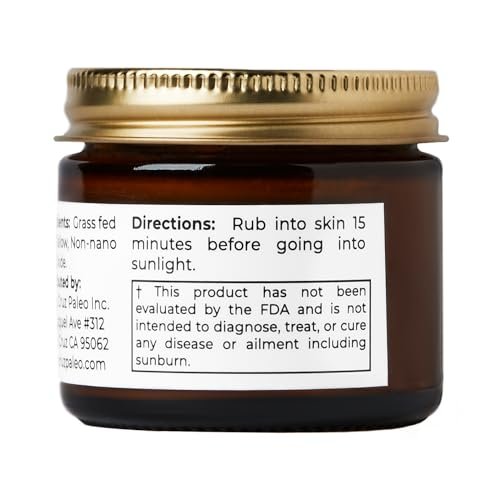 Santa Cruz Paleo Beef Tallow Sun Balm with Non-Nano Zinc Oxide – Unscented Natural Mineral Sun Protection for Face & Body, Acne Safe, Non-Comedogenic Moisturizer, Organic Balm, 2 Oz Avelisse