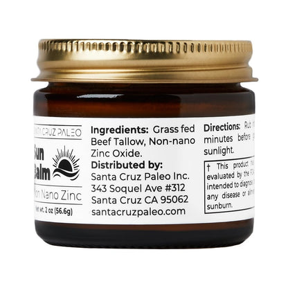 Santa Cruz Paleo Beef Tallow Sun Balm with Non-Nano Zinc Oxide – Unscented Natural Mineral Sun Protection for Face & Body, Acne Safe, Non-Comedogenic Moisturizer, Organic Balm, 2 Oz Avelisse