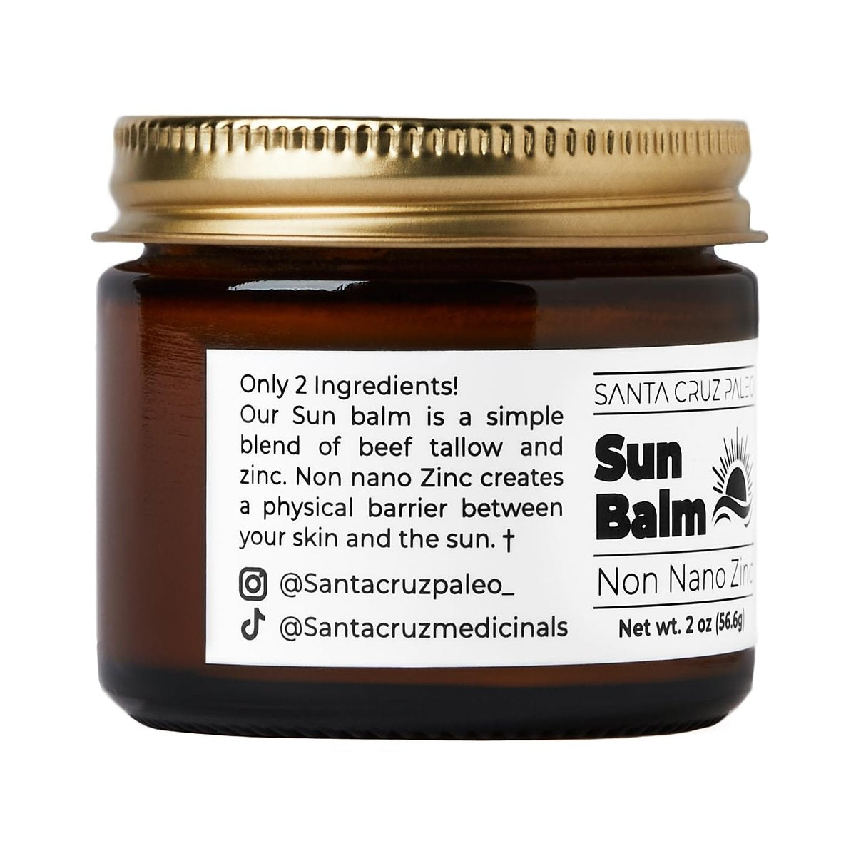 Santa Cruz Paleo Beef Tallow Sun Balm with Non-Nano Zinc Oxide – Unscented Natural Mineral Sun Protection for Face & Body, Acne Safe, Non-Comedogenic Moisturizer, Organic Balm, 2 Oz Avelisse