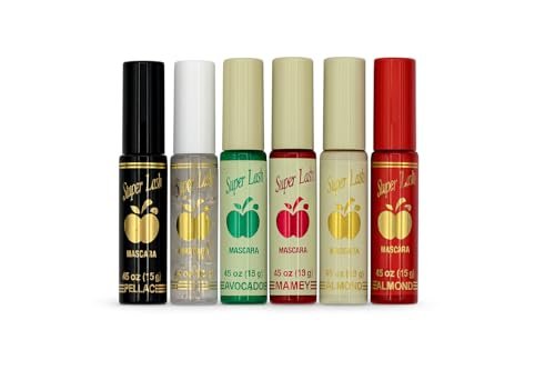 By Apple Super Lash Mascara Bundle - 5 Black + 1 Clear - Bold & Durable Eye Makeup for Length, Volume & Organic Lash Growth (Pack of 6) Avelisse