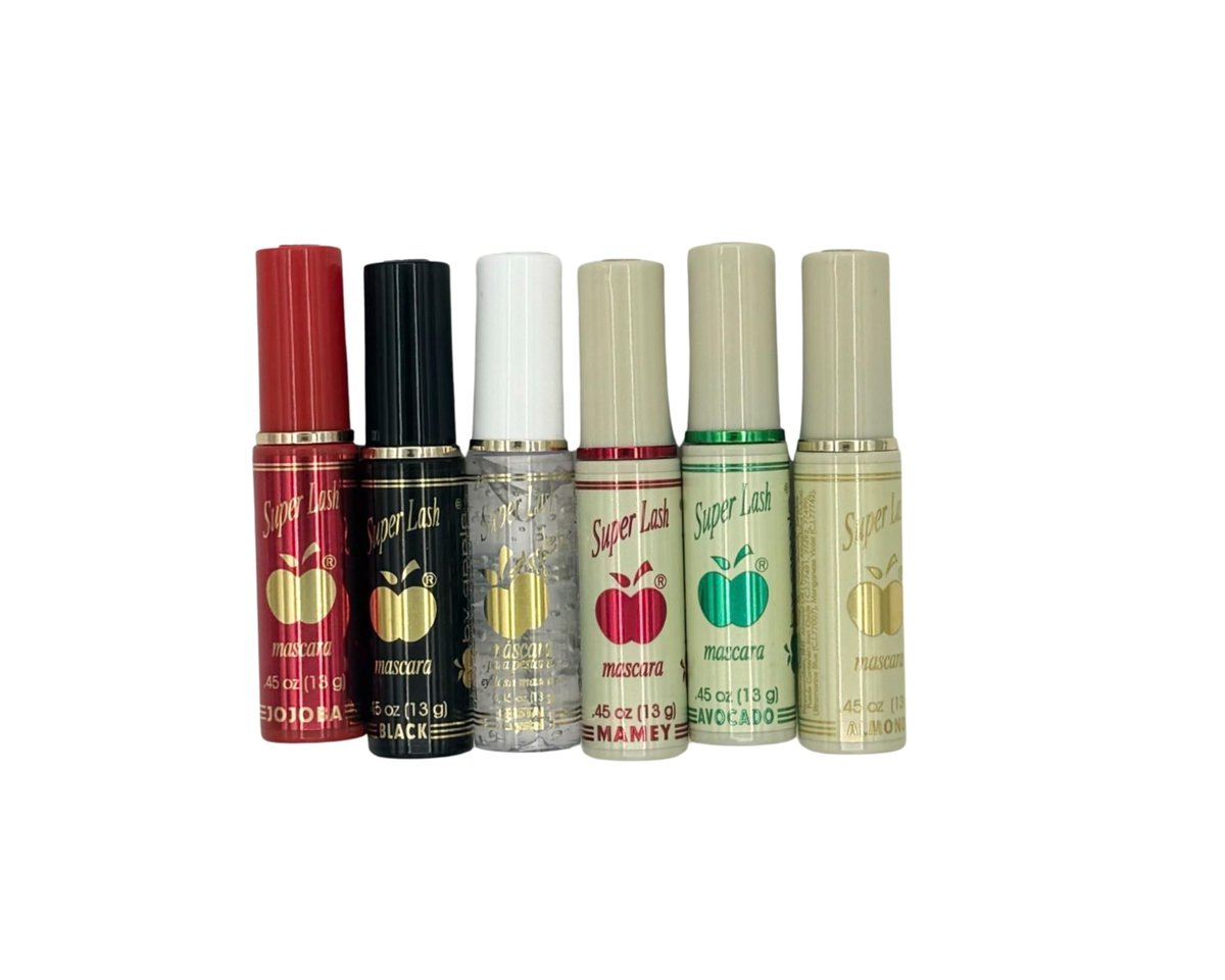 By Apple Super Lash Mascara Bundle - 5 Black + 1 Clear - Bold & Durable Eye Makeup for Length, Volume & Organic Lash Growth (Pack of 6) Avelisse