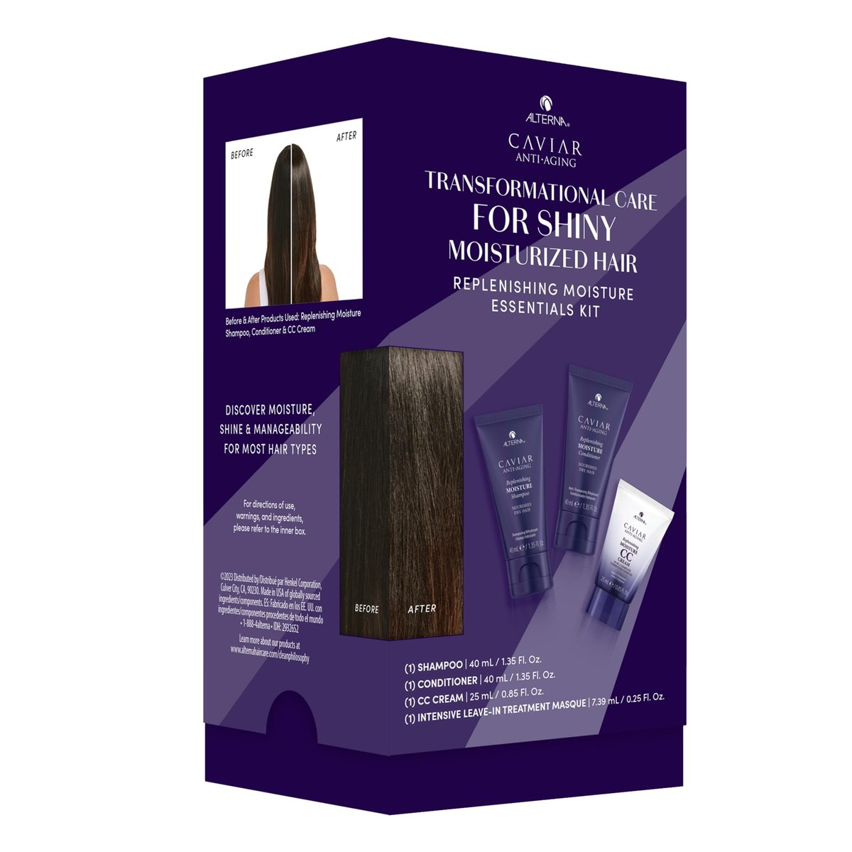 Alterna Haircare CAVIAR Anti-Aging Replenishing Moisture Trial Kit – Shampoo, Conditioner & Leave-In CC Cream for Dry, Brittle Hair | Sulfate-Free Hydration Avelisse