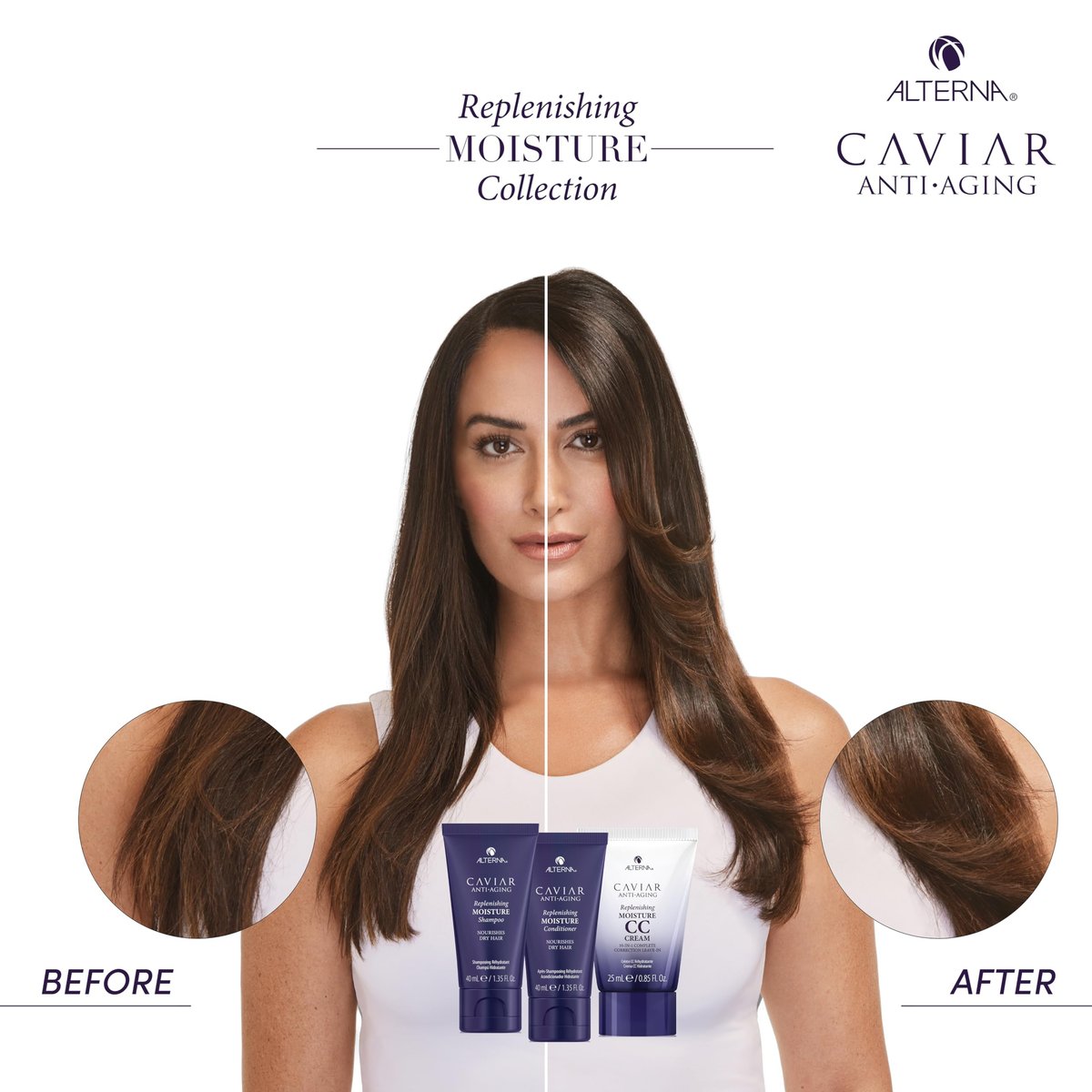 Alterna Haircare CAVIAR Anti-Aging Replenishing Moisture Trial Kit – Shampoo, Conditioner & Leave-In CC Cream for Dry, Brittle Hair | Sulfate-Free Hydration Avelisse