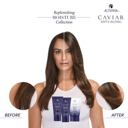 Alterna Haircare CAVIAR Anti-Aging Replenishing Moisture Trial Kit – Shampoo, Conditioner & Leave-In CC Cream for Dry, Brittle Hair | Sulfate-Free Hydration Avelisse