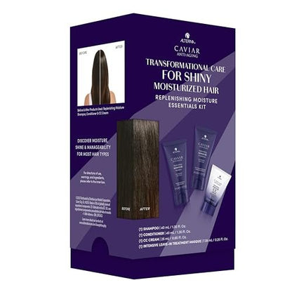 Alterna Haircare CAVIAR Anti-Aging Replenishing Moisture Trial Kit – Shampoo, Conditioner & Leave-In CC Cream for Dry, Brittle Hair | Sulfate-Free Hydration Avelisse