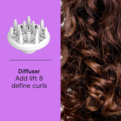 Conair Double Ceramic Hair Dryer with Diffuser - Ionic Blow Dryer for Frizz-Free Shine, Includes Diffuser & Concentrator, White Avelisse