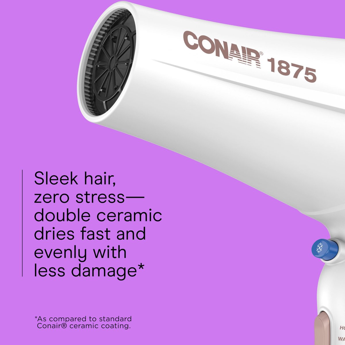 Conair Double Ceramic Hair Dryer with Diffuser - Ionic Blow Dryer for Frizz-Free Shine, Includes Diffuser & Concentrator, White Avelisse