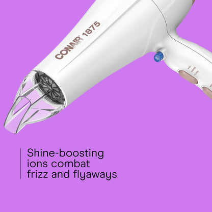Conair Double Ceramic Hair Dryer with Diffuser - Ionic Blow Dryer for Frizz-Free Shine, Includes Diffuser & Concentrator, White Avelisse