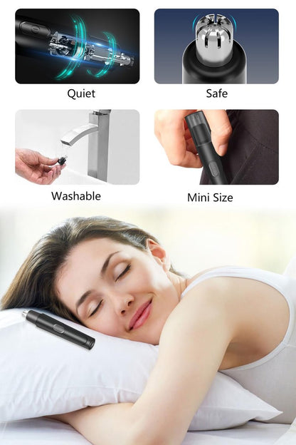 HILIYOT Nose Hair Trimmer USB Rechargeable Painless Ear Hair Trimmer for Men Women Powerful Motor Dual-Edge Blades Low Noise Black