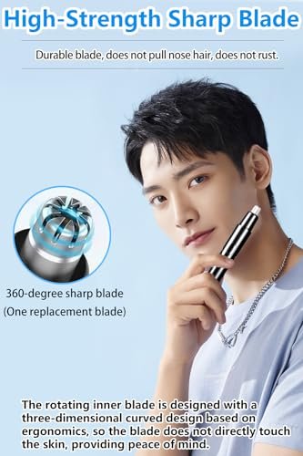 HILIYOT Nose Hair Trimmer USB Rechargeable Painless Ear Hair Trimmer for Men Women Powerful Motor Dual-Edge Blades Low Noise Black