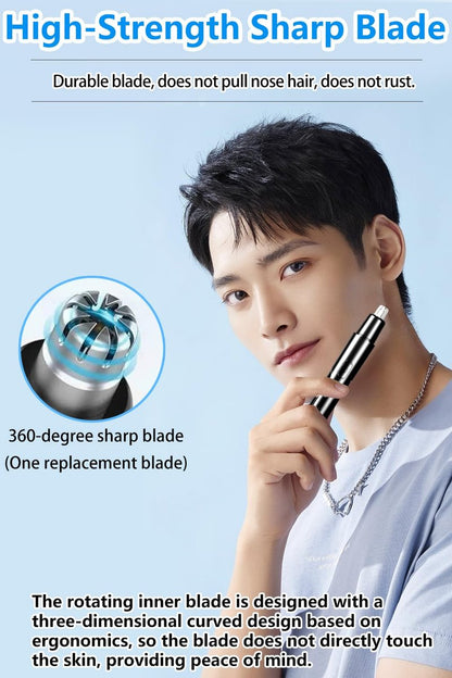 HILIYOT Nose Hair Trimmer USB Rechargeable Painless Ear Hair Trimmer for Men Women Powerful Motor Dual-Edge Blades Low Noise Black