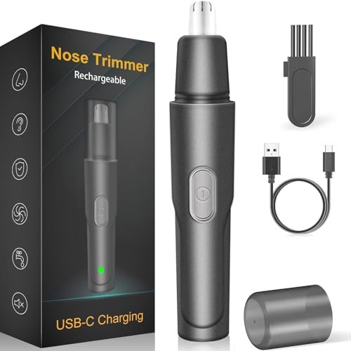 HILIYOT Nose Hair Trimmer USB Rechargeable Painless Ear Hair Trimmer for Men Women Powerful Motor Dual-Edge Blades Low Noise Black - görsel 2