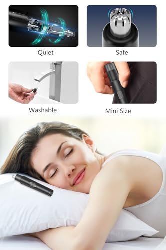 HILIYOT Nose Hair Trimmer USB Rechargeable Painless Ear Hair Trimmer for Men Women Powerful Motor Dual-Edge Blades Low Noise Black - görsel 14