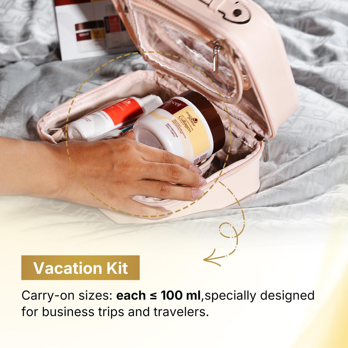Karseell Travel Shampoo and Conditioner Set with Collagen Hair Mask – 3 Piece Carry-On Vacation Kit (70 mL + 70 mL + 100 mL) Avelisse