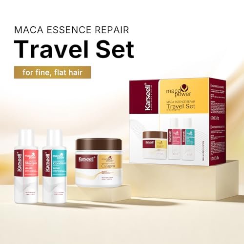 Karseell Travel Shampoo and Conditioner Set with Collagen Hair Mask – 3 Piece Carry-On Vacation Kit (70 mL + 70 mL + 100 mL) Avelisse