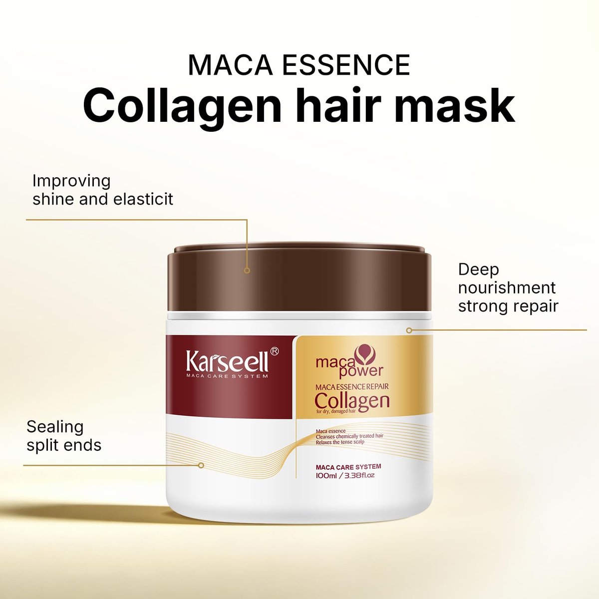 Karseell Travel Shampoo and Conditioner Set with Collagen Hair Mask – 3 Piece Carry-On Vacation Kit (70 mL + 70 mL + 100 mL) Avelisse