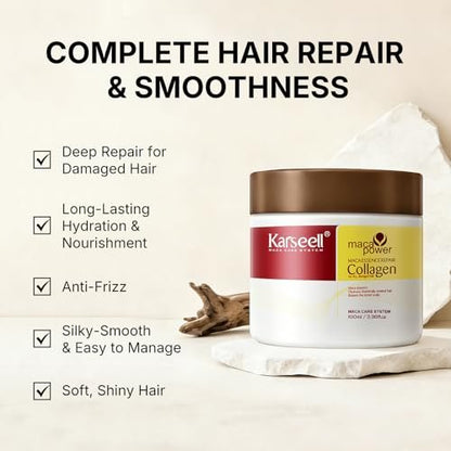 Karseell Collagen Hair Mask 3.38fl oz - Deep Repair Conditioning Treatment with Argan Oil for Dry, Damaged Hair - All Hair Types Avelisse