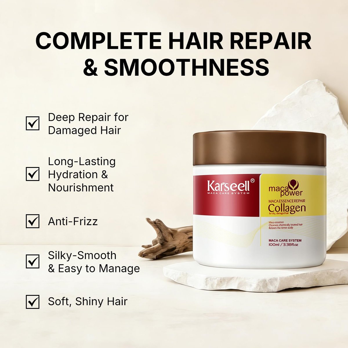 Karseell Collagen Hair Mask 3.38fl oz - Deep Repair Conditioning Treatment with Argan Oil for Dry, Damaged Hair - All Hair Types Avelisse