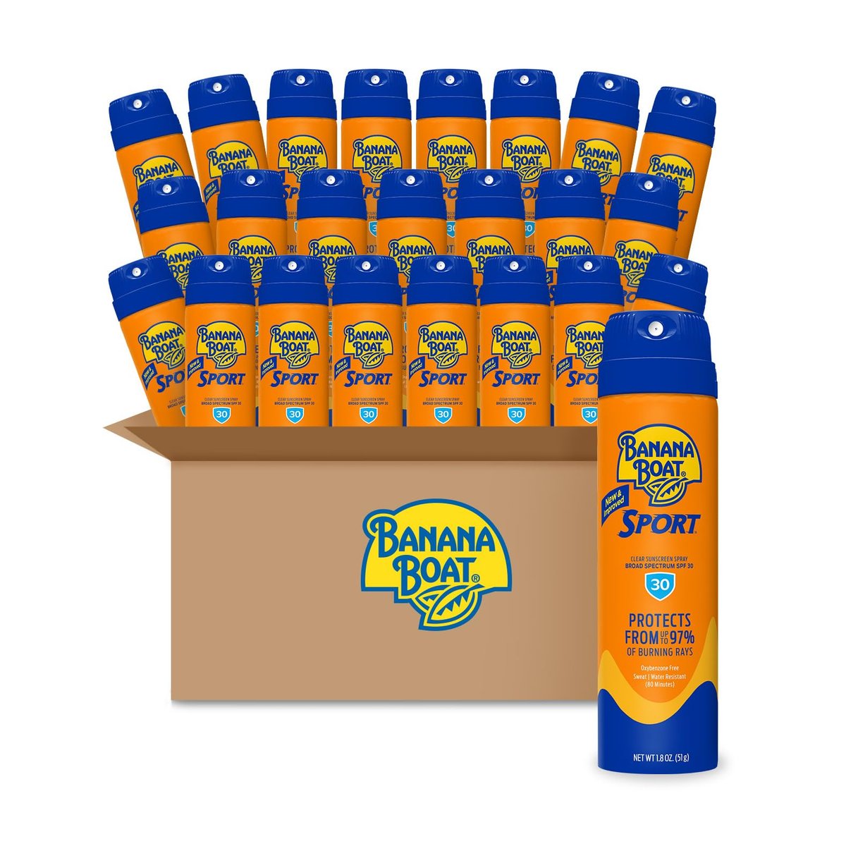 Banana Boat Sport Ultra Spray Sunscreen SPF 30, 1.8 oz Travel Size (Pack of 24) Avelisse