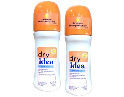 Dry Idea Deodorant 3.25 Ounce Roll On Fresh Linen Antiperspirant (96ml) (Pack of 2) Avelisse