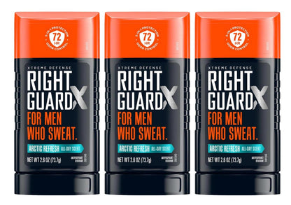 Right Guard Xtreme Defense Arctic Refresh Solid Antiperspirant Deodorant for Men, 2.6 oz (Pack of 3)