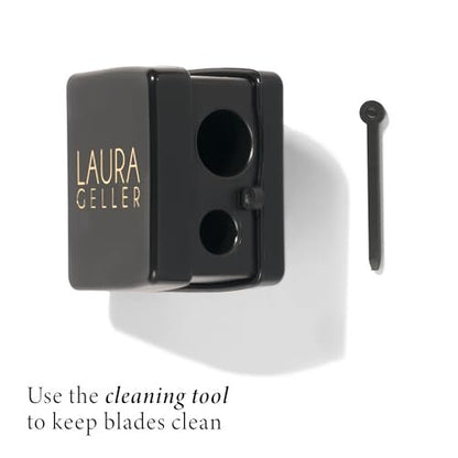 LAURA GELLER NEW YORK Eye + Lip Cosmetic Pencil Sharpener – Easy to Clean, Dual-Sided Sharpener for Eyeliner, Lip Liner, and Eyebrow Pencils Avelisse