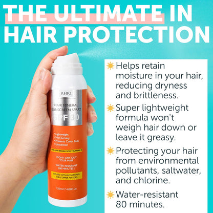 Premium SPF 30 Hair Sunscreen Aerosol Spray - UV Protection for Scalp & Hair, Non-Greasy, Prevents Sunburn & Color Fade, 4.06 fl oz Avelisse