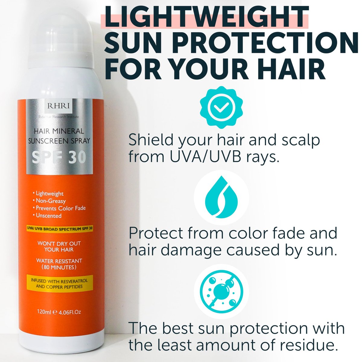 Premium SPF 30 Hair Sunscreen Aerosol Spray - UV Protection for Scalp & Hair, Non-Greasy, Prevents Sunburn & Color Fade, 4.06 fl oz Avelisse