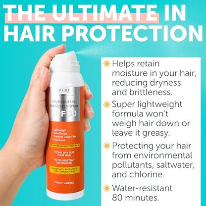 Premium SPF 30 Hair Sunscreen Aerosol Spray - UV Protection for Scalp & Hair, Non-Greasy, Prevents Sunburn & Color Fade, 4.06 fl oz Avelisse