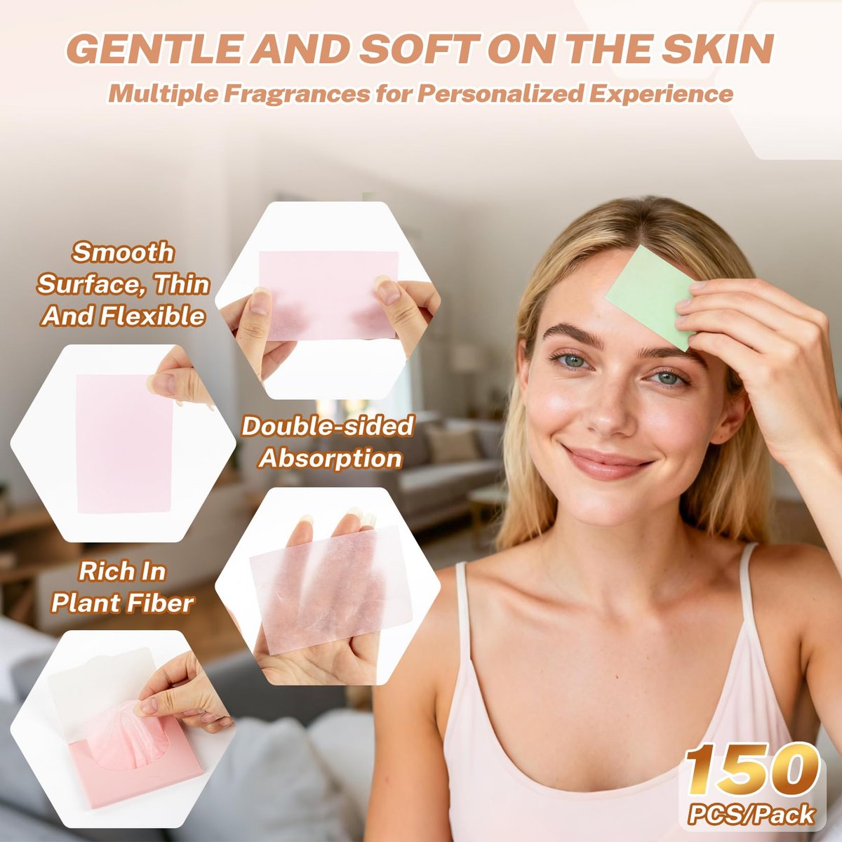 MAQIHAN 5 Packs Oil Blotting Sheets for Face - 5 Scents, 750 Counts Oil Absorbing Sheets, Premium Bamboo Charcoal Blotter Paper for Oily Control - görsel 7