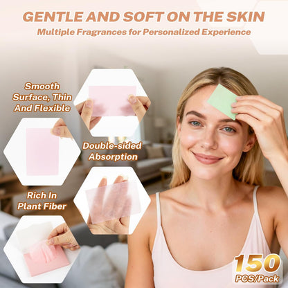 MAQIHAN 5 Packs Oil Blotting Sheets for Face - 5 Scents, 750 Counts Oil Absorbing Sheets, Premium Bamboo Charcoal Blotter Paper for Oily Control