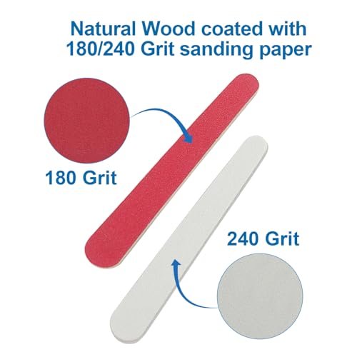 Mini Nail Files (100 Pack) - 180/240 Grit Wooden Emery Board, Double Sided Small Wood Fingernail Files for Natural Nails, Professional Reusable Manicure Pedicure - görsel 10