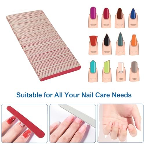 Mini Nail Files (100 Pack) - 180/240 Grit Wooden Emery Board, Double Sided Small Wood Fingernail Files for Natural Nails, Professional Reusable Manicure Pedicure - görsel 4