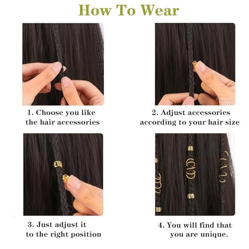 Tuefuzy Gold Hair Jewelry Braid - 100 Pcs Metal Dreadlock Accessories Rings Cuffs Clips - görsel 13