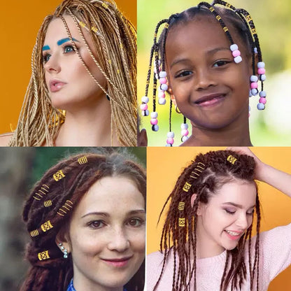 Tuefuzy 110 Pcs Gold Hair Jewelry for Braids and Dreadlocks - Metal Rings, Cuffs, Clips Accessory Decorations - Golden Yellow