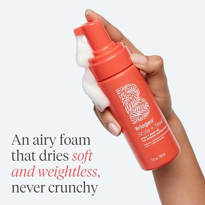 Briogeo Style + Treat Yuzu + Plum Oil Full Miracle Styling Foam for Volume, Heat Protection & Frizz Control - Silicone-Free, Vegan & Cruelty-Free - 5 fl oz