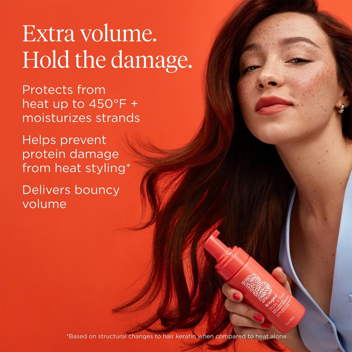Briogeo Style + Treat Yuzu + Plum Oil Full Miracle Styling Foam for Volume, Heat Protection & Frizz Control - Silicone-Free, Vegan & Cruelty-Free - 5 fl oz - görsel 7