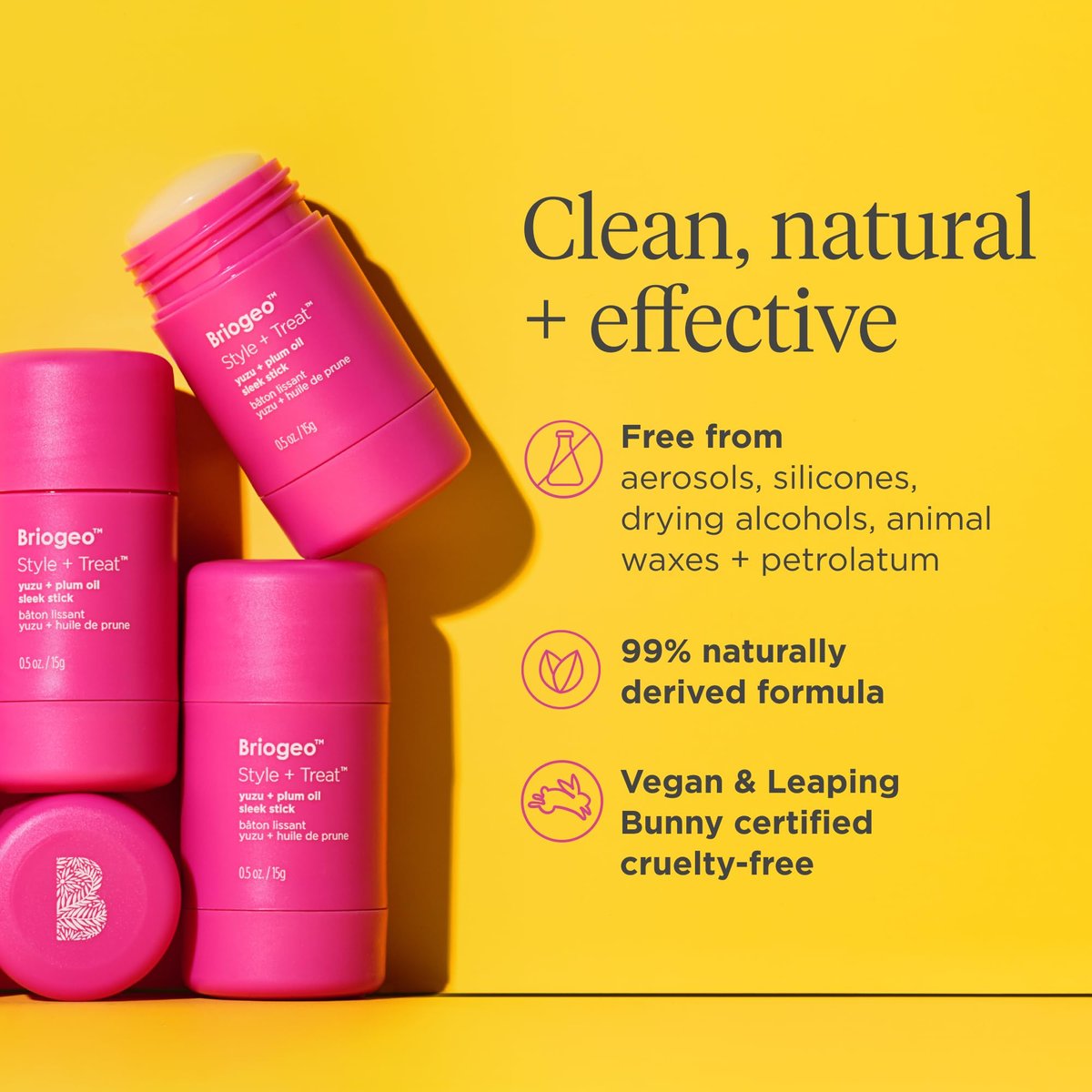 Briogeo Style + Treat Hair Styling Sleek Stick – Flyaway Control & Smooth Styles, Lightweight Finishing Balm, Silicone-Free, Vegan & Cruelty-Free, 0.5 oz Avelisse
