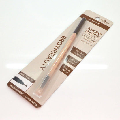 Italia Deluxe BrowBeauty Microblading Effect Eyebrow Pencil Ultra Slim - Brown (Pack of 1) with Zipper Bag