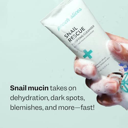 Peach Slices Snail Rescue Purifying Cleanser - Snail Mucin Face Wash with Pine Bark, Hyaluronic Acid & Cica - Korean Skin Care, 4.05 oz - görsel 8