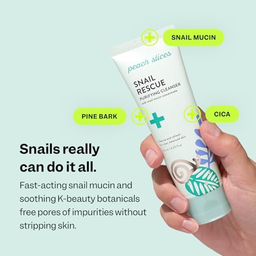 Peach Slices Snail Rescue Purifying Cleanser - Snail Mucin Face Wash with Pine Bark, Hyaluronic Acid & Cica - Korean Skin Care, 4.05 oz - görsel 6